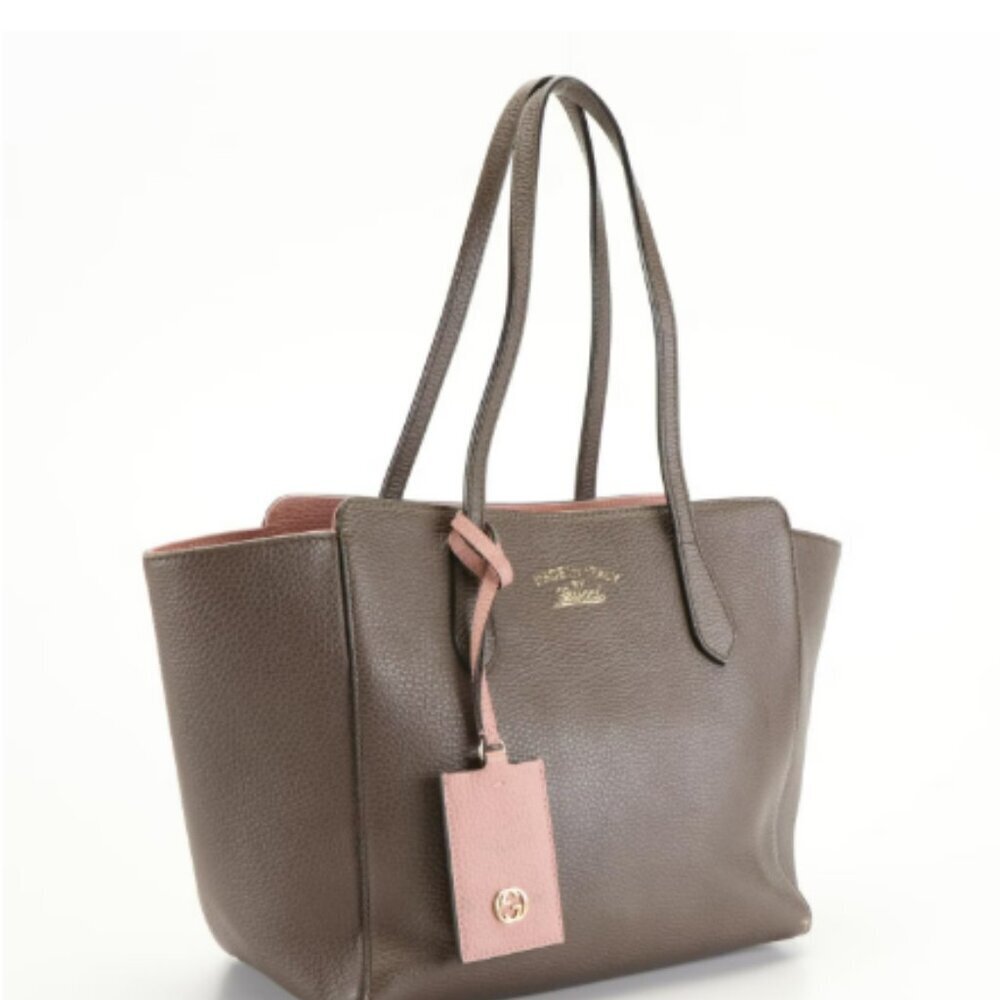 Gucci Swing Tote in Brown Grained Leather - Picture 6 of 9